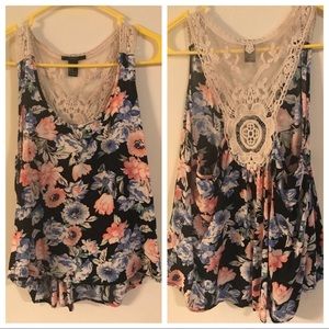 Floral Racerback Tunic with Lace on Back